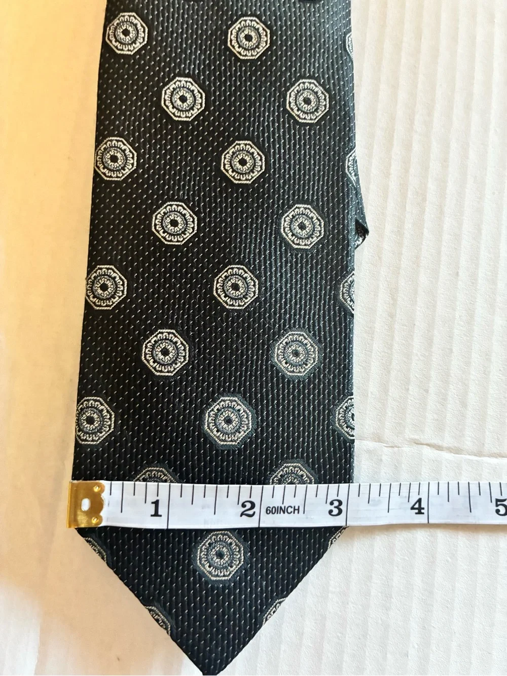 David Donahue Purple Geometric Silk Tie Black silver  3” Handmade USA